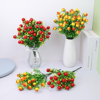 Hoa giả -cành quả cherry giả hai màu vàng đỏ cực xinh
