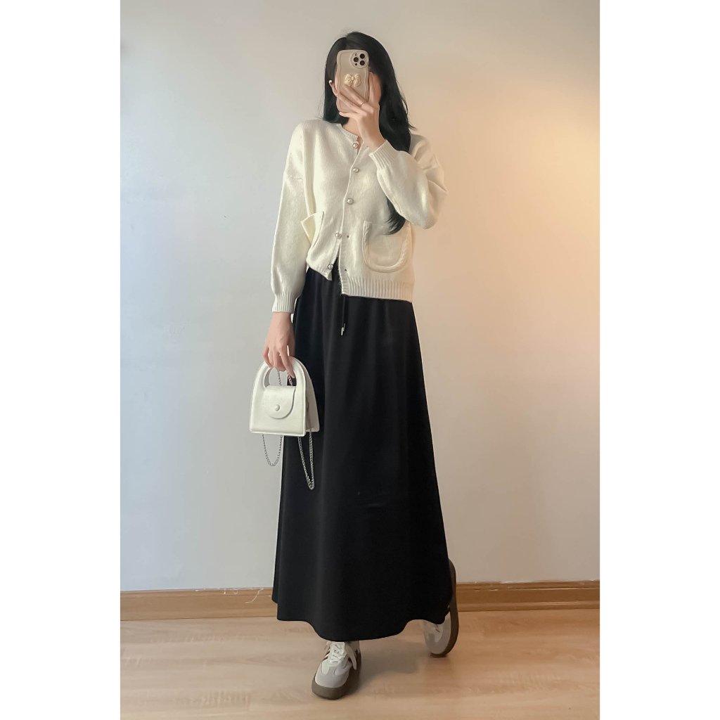 Áo cardigan vintage cúc ngọc 2 túi bên cổ tròn AoCDGcucngoc680_P2K2