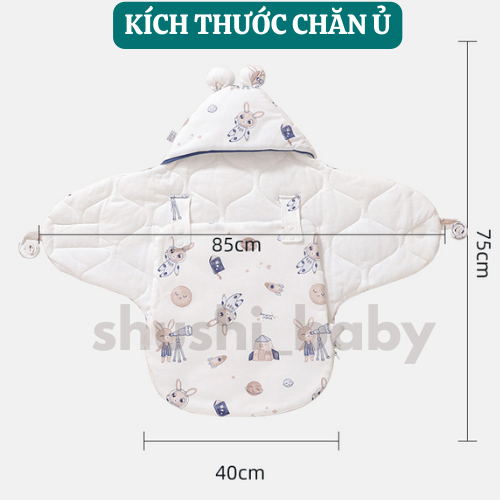 Chăn Ủ Chần Bông Cho Bé Sơ Sinh, Ủ Kén Cho Bé Mùa Đông Quấn Chũn Nhộng Chũn Sơ Sinh Chống Giật Mình Shushi_baby