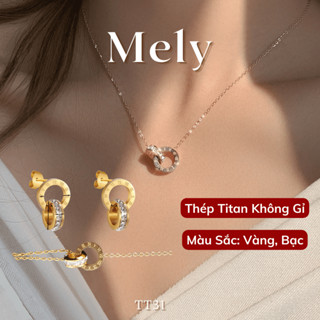 [KHÔNG ĐEN GỈ] Dây chuyền Titan Vòng cổ Timeless hai vòng tròn lồng nhau Mely TT31