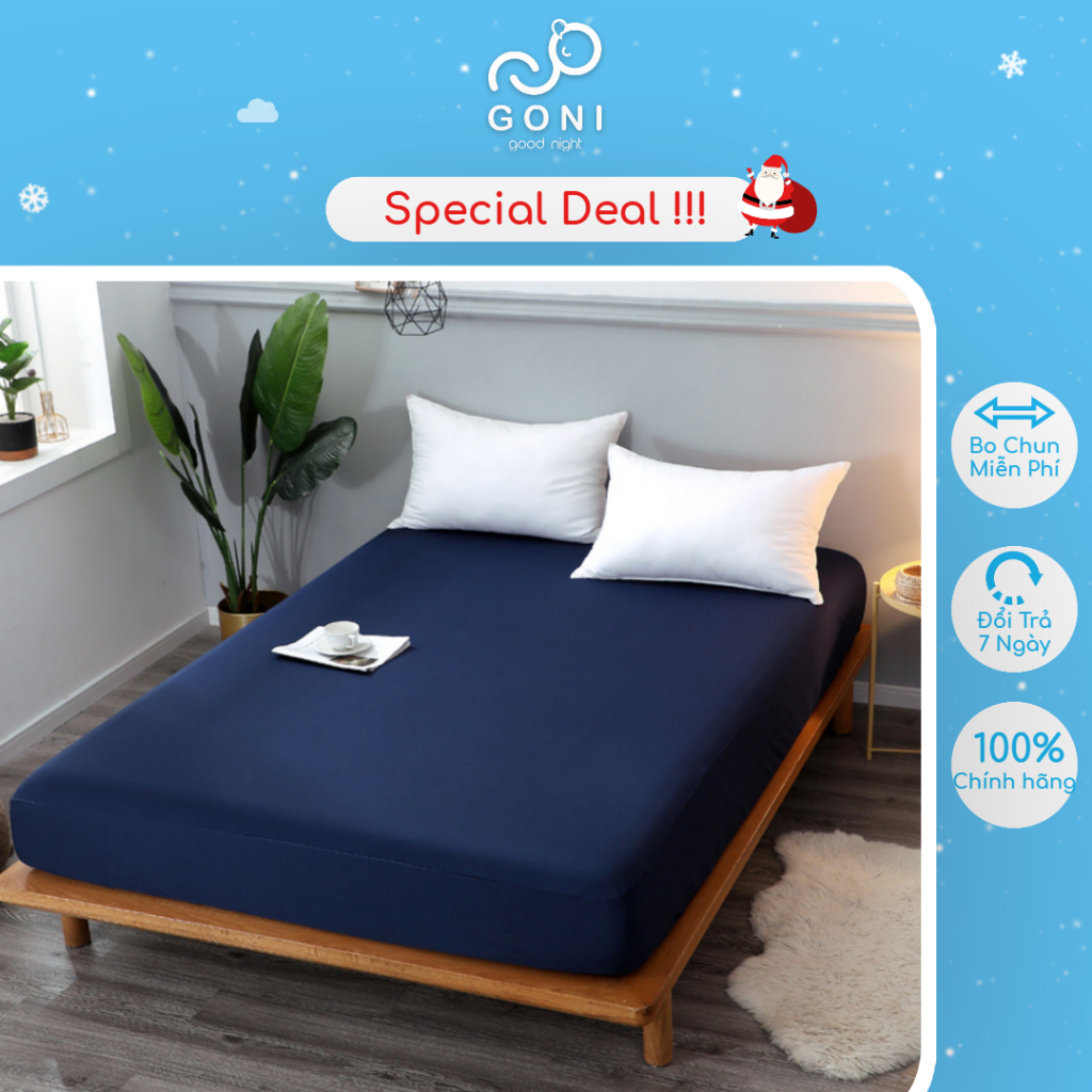 [SPECIAL DEAL] Ga giường cotton tici Goni, drap giường màu xanh Navy 1m x 2m, 1m2 x 2m, 1m4, 1m6, 1m8, 2m2 x 2m