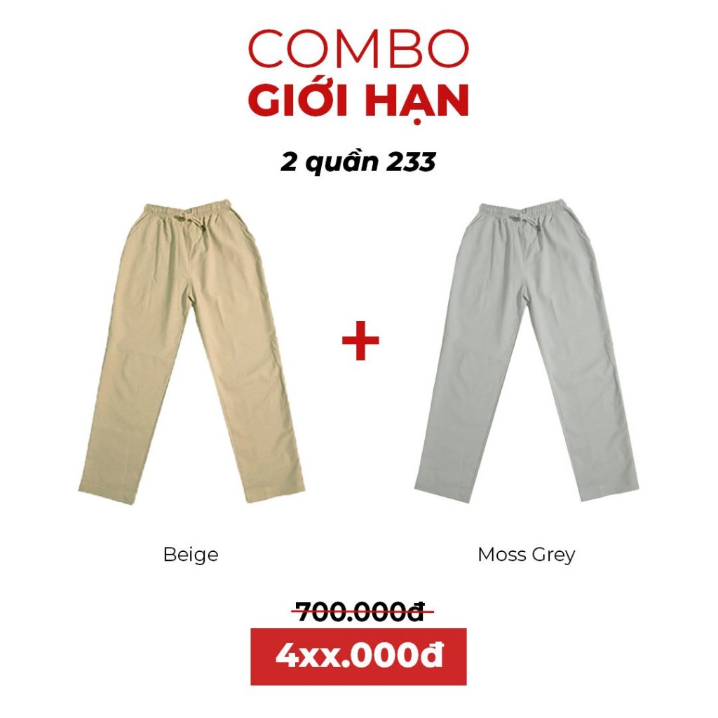 [Mã FADEP2212 giảm 10k đơn từ 99k] Combo 2 Quần kaki ống suông - Xám rêu + Be - Pants 233 - MONATA BLUELIGHT