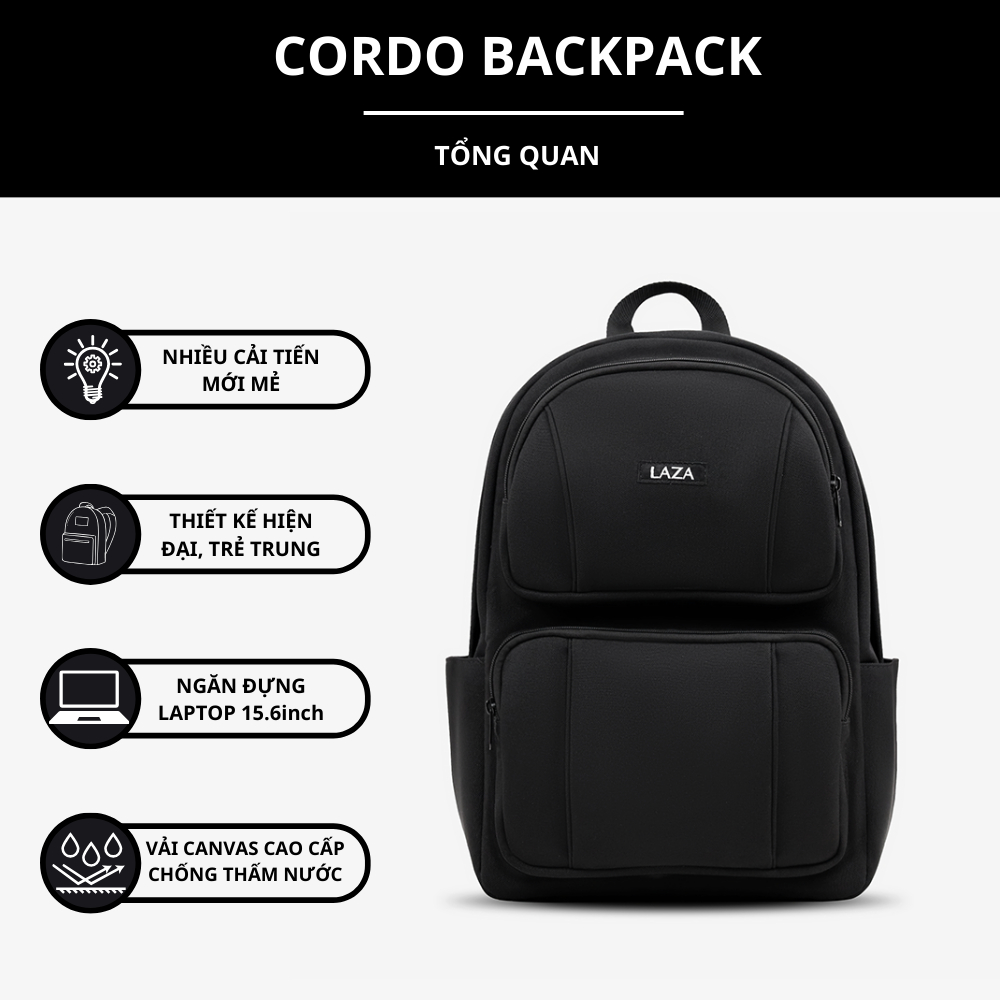 Balo đi học đi làm LAZA Cordo Backpack 646 - Thiết kế tinh tế rộng rãi - Thương hiệu LAZA