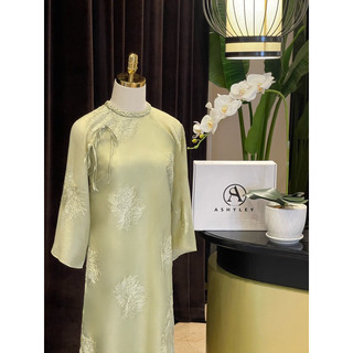 Áo dài 𝐍𝐇𝐔̛ 𝐘́ 𝐀𝐒𝐇𝐘𝐋𝐄𝐘 chuẩn tag sẵn xanh