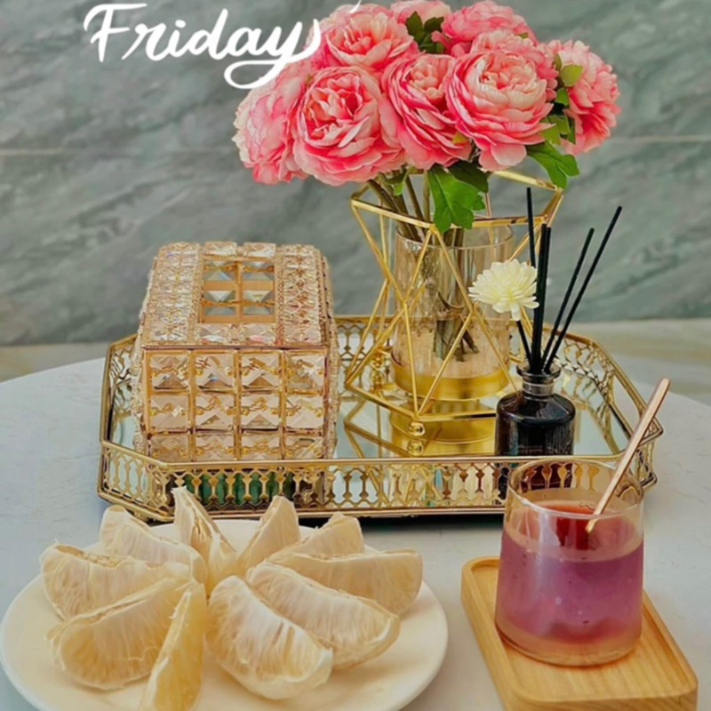 Khay đựng nước hoa mỹ phẩm pha lê