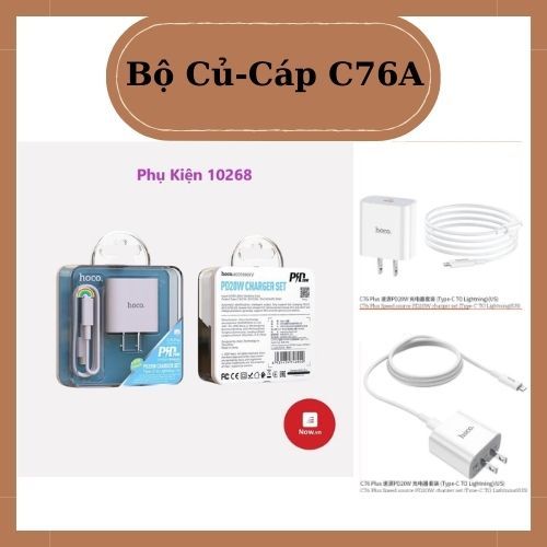 Bộ Sạc Nhanh Siêu Tốc Hoco C76A Hỗ Trợ Sạc Nhanh PD3.0 18W Cho ip/tablet táo