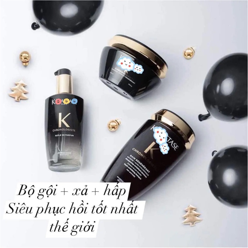 Bộ Sản Phẩm Chăm Sóc Tóc Kérastase Chronologiste Kit Bain Masque Huile Set 3 Món