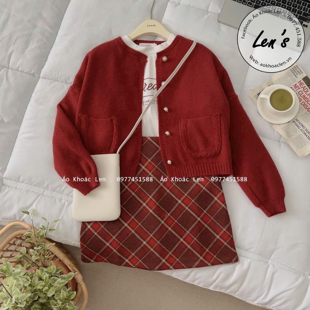 Áo Khoác Len Cardigan Nữ Túi Bầu
