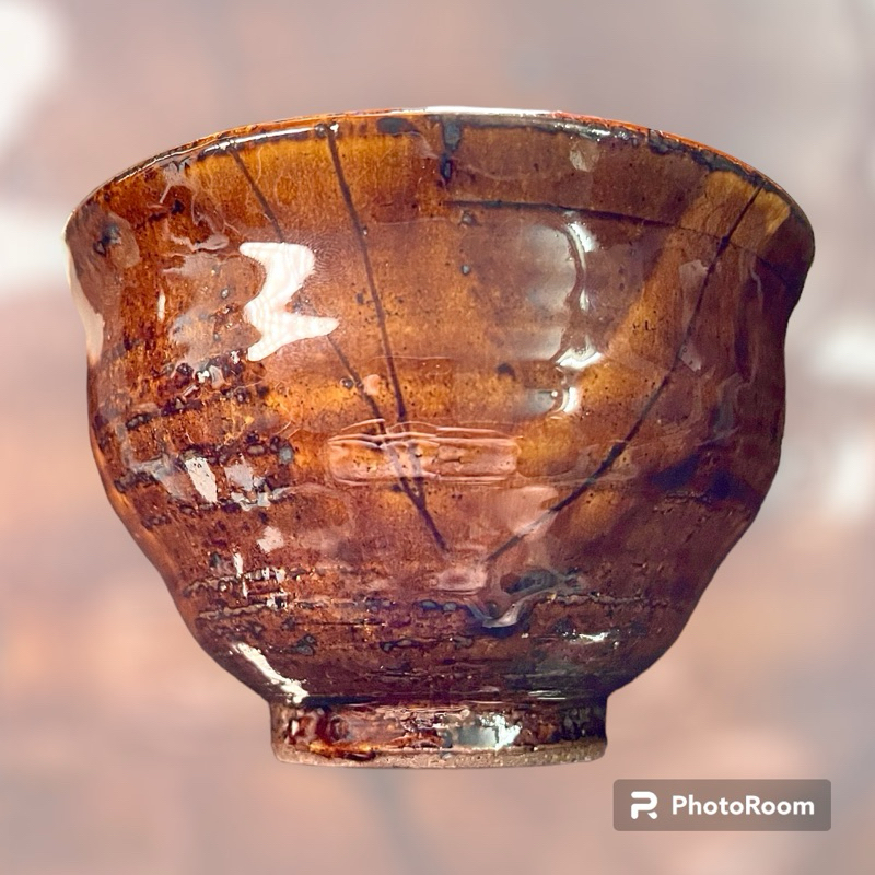 Chén trà Chawan tenmoku Thiên mục hổ phách , Lành tích đẹp xuất sắc 95% new , size M12cm - C8cm