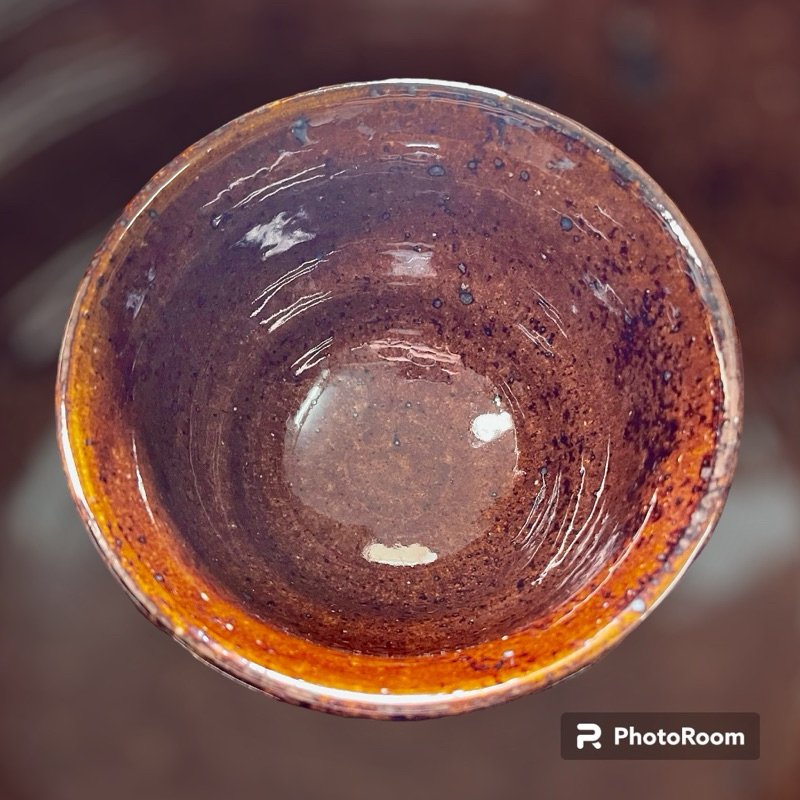 Chén trà Chawan tenmoku Thiên mục hổ phách , Lành tích đẹp xuất sắc 95% new , size M12cm - C8cm