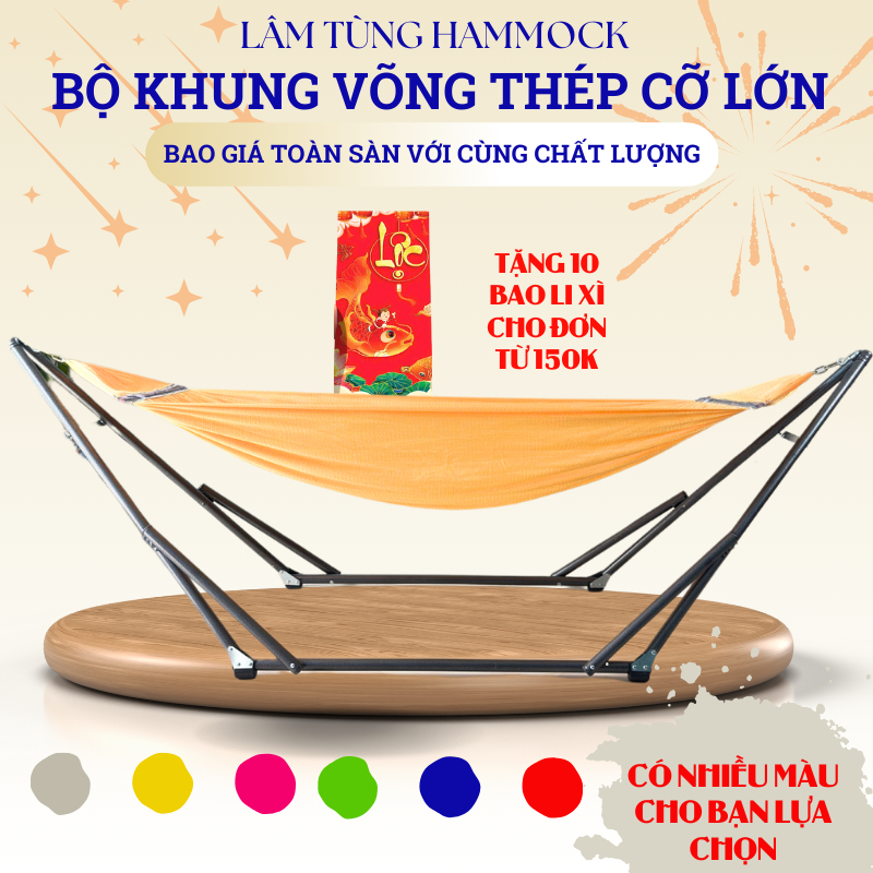 Combo Khung võng xếp sơn tĩnh điện ống phi 32 (bao gồm 01 khung + 01 lưới võng)