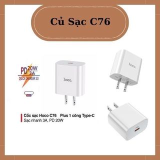 Cốc sạc nhanh PD 20W Hoco C76 1 cổng USB C, sạc nhanh 3A, chân cắm chuẩn tiêu chuẩn ( CN )