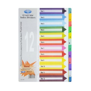 Bìa phân trang nhựa 12 số