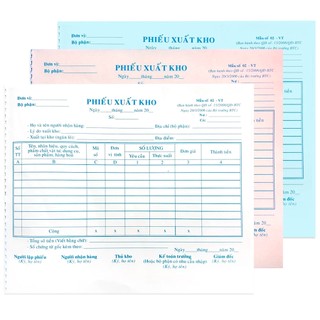 10 cuốn phiếu xuất kho, nhập kho 3 liên 50 bộ (150 tờ) 16x20 cm