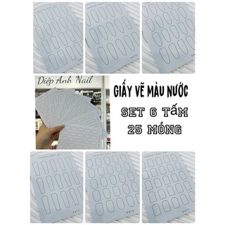 Set giấy tập vẽ màu nước nail 6 tấm
