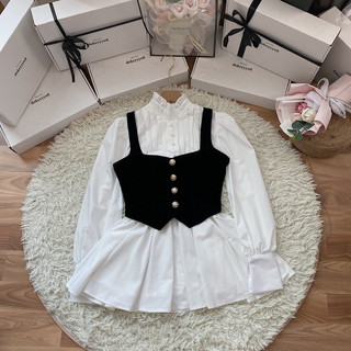 Set váy sơ mi yếm nhung 368