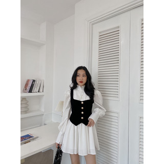Set váy sơ mi yếm nhung 368