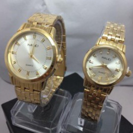 Đồng hồ cặp đôi nam nữ Halei mặt trắng dây da kim loại chính hãng Tony Watch 68