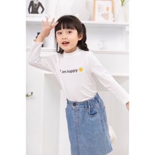 Áo thun trắng dài tay chữ Happy