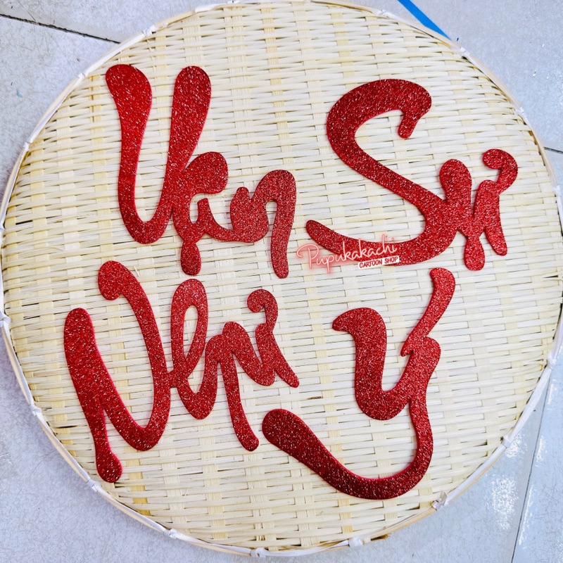 Set Chữ Thư Pháp Kim Tuyến Dán Tết PHÁT PHÚC TÀI LỘC THỌ CHÚC MỪNG AN KHANG VẠN SỰ Lấp Lánh Trang Trí Tết