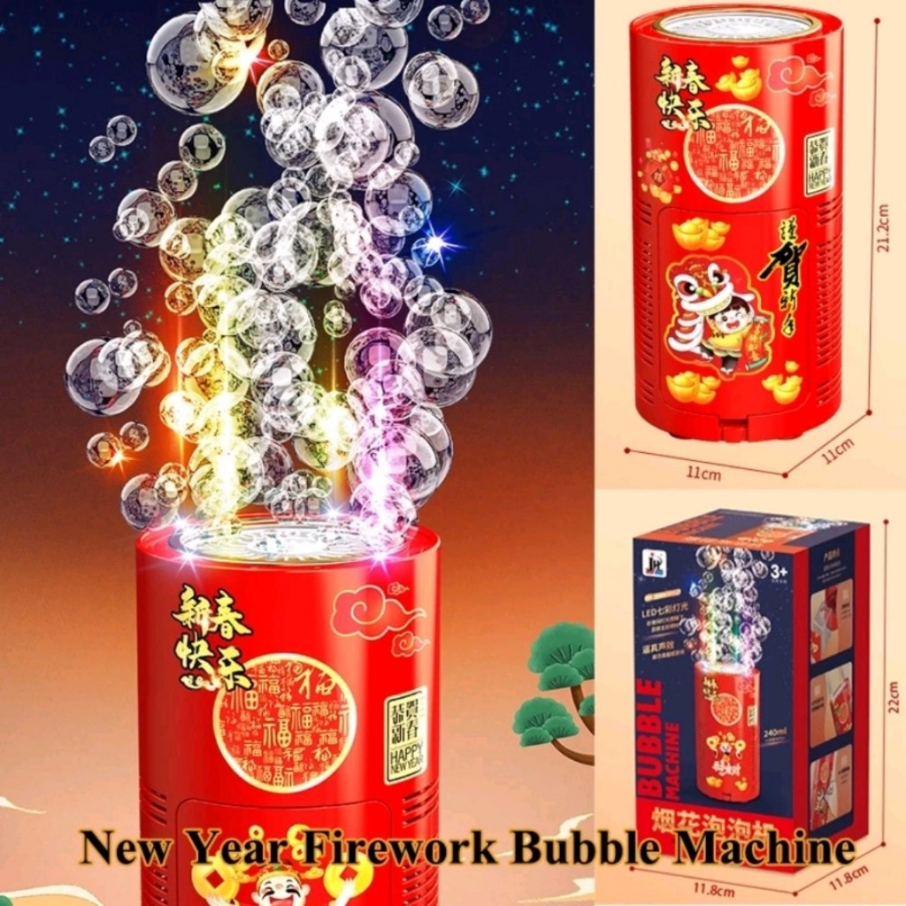 Máy Thổi Bong Bóng Tự Động Có Đèn Led Kèm Nhạc - Loa Bắn Bong Bóng Pháo Hoa Trang Trí Vui Nhộn Đón Tết