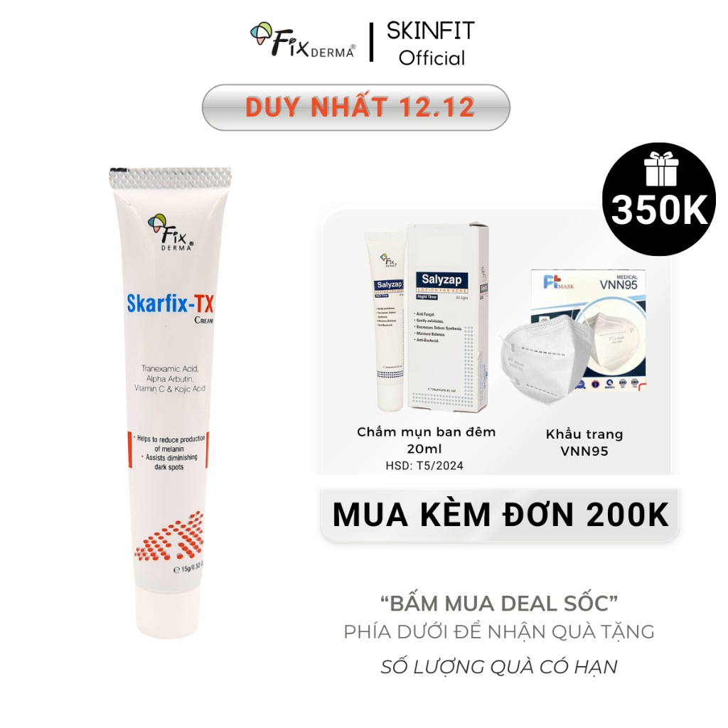 Skarfix Fixderma 15g giảm thâm mụn, giảm nám mảng, tàn nhang