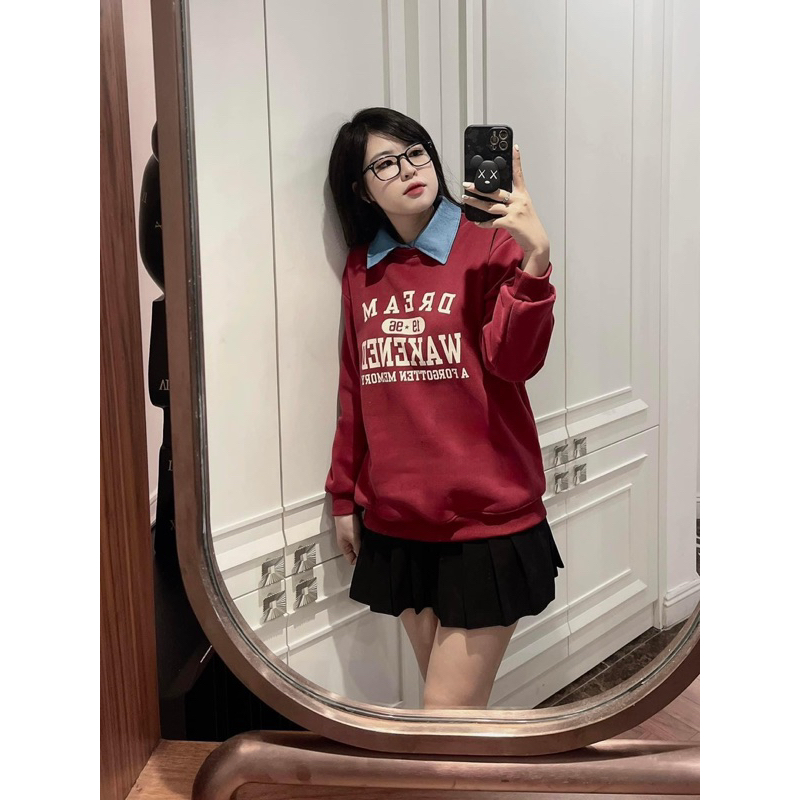 ÁO NỈ BÔNG DREAM 1996 CỔ XANH