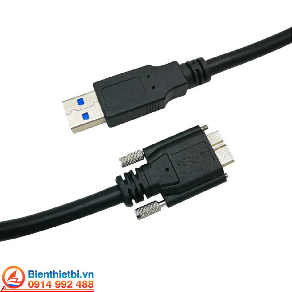 Cáp USB 3.0 male to Micro B male bắt vít, 3m. USB3 Vision Camera công nghiệp cảm biến, Card reader nối máy tính, đầu DVR