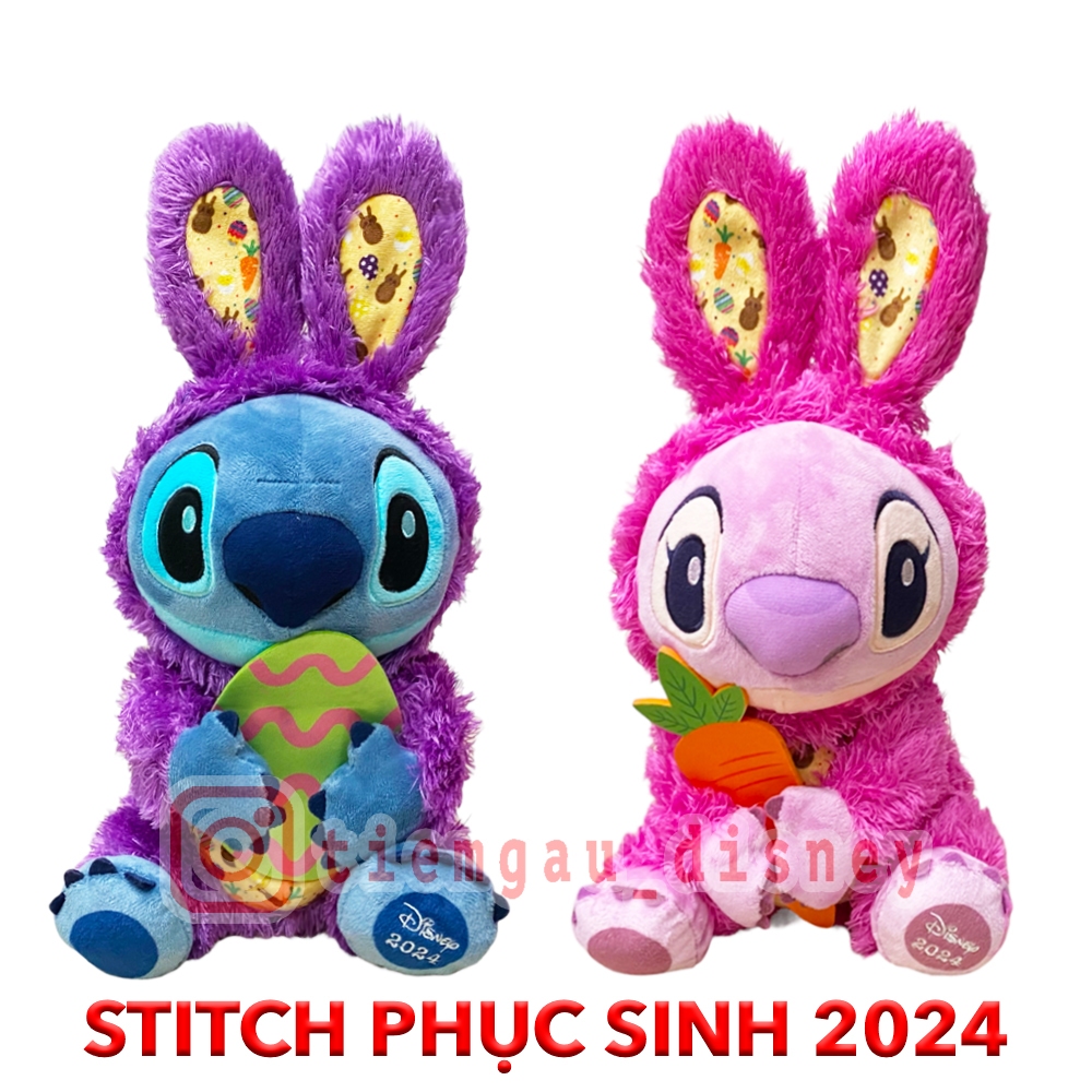 Gấu bông Stitch và Angel Cosplay Thỏ phiên bản Lễ Phục Sinh 2024 - Easter Bunny 2024 - Chính hãng Disney