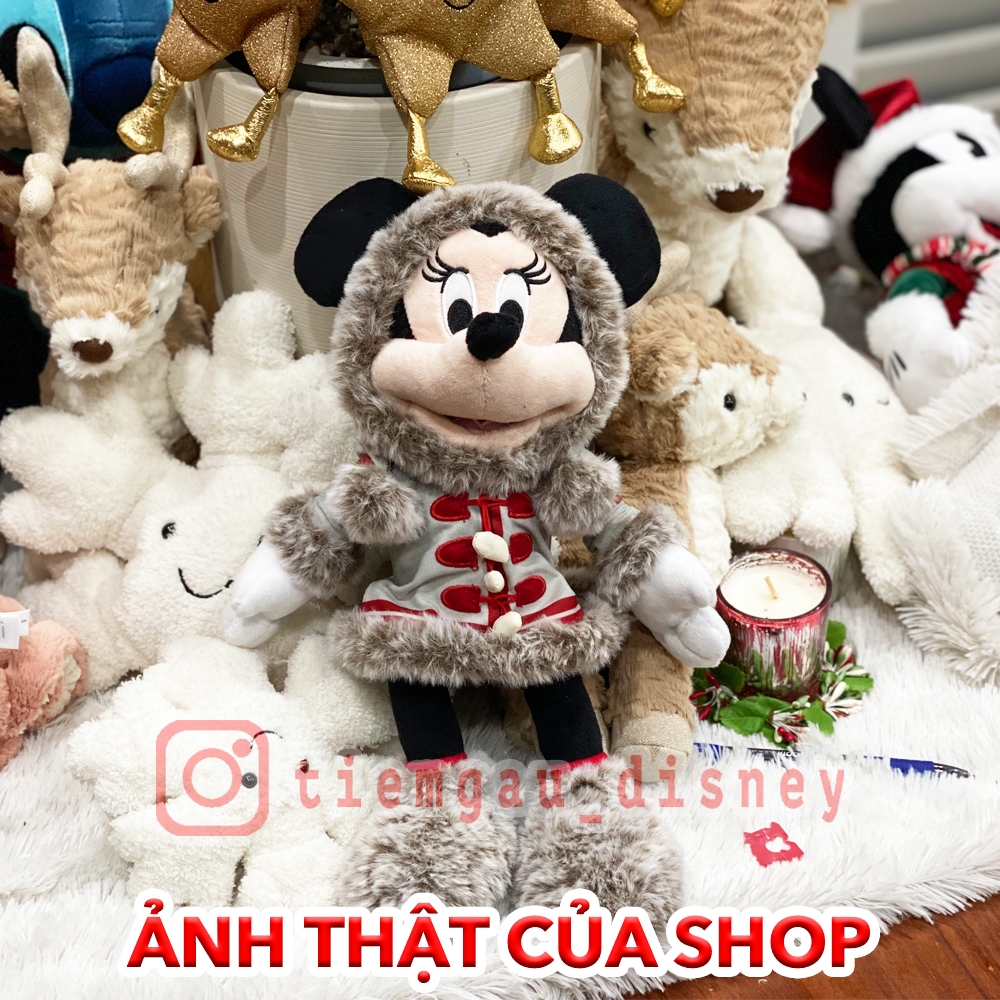 Gấu bông Minnie áo lông xám phiên bản Giáng Sinh - Noel - Merry Christmas - Chính hãng Disney