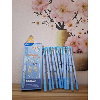 Hộp 12 chiếc bút mực gel xoá được Deli G55- Mực Xanh, đen