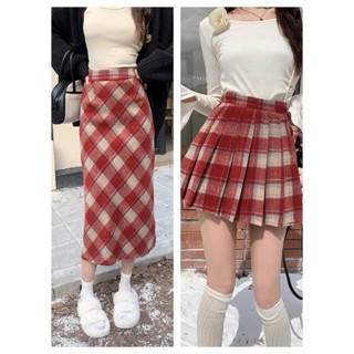 Chân váy dạ kẻ ô mùa đông ( váy ngắn có quần bảo hộ - váy dài có lớp lót trong)