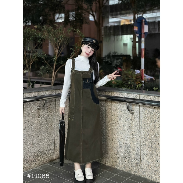 11065# - Yếm Váy Pha túi,Dáng Xuông dễ mix đồ.