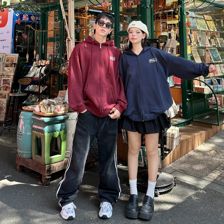 AB HOUSE - Áo Hoodie Zip Nỉ Bông Form Rộng AB1023 Nam Nữ Unisex