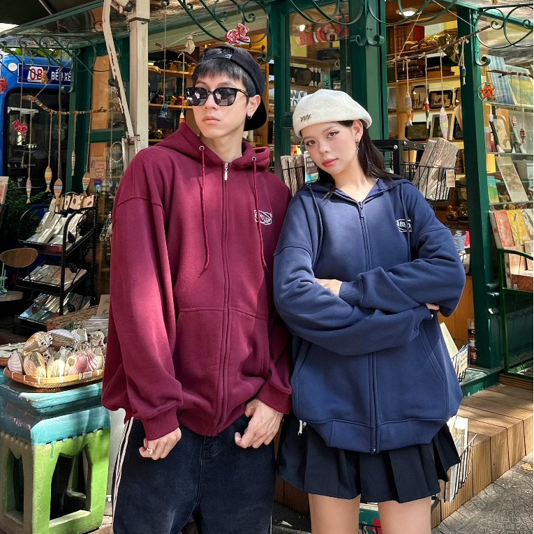 AB HOUSE - Áo Hoodie Zip Nỉ Bông Form Rộng AB1023 Nam Nữ Unisex