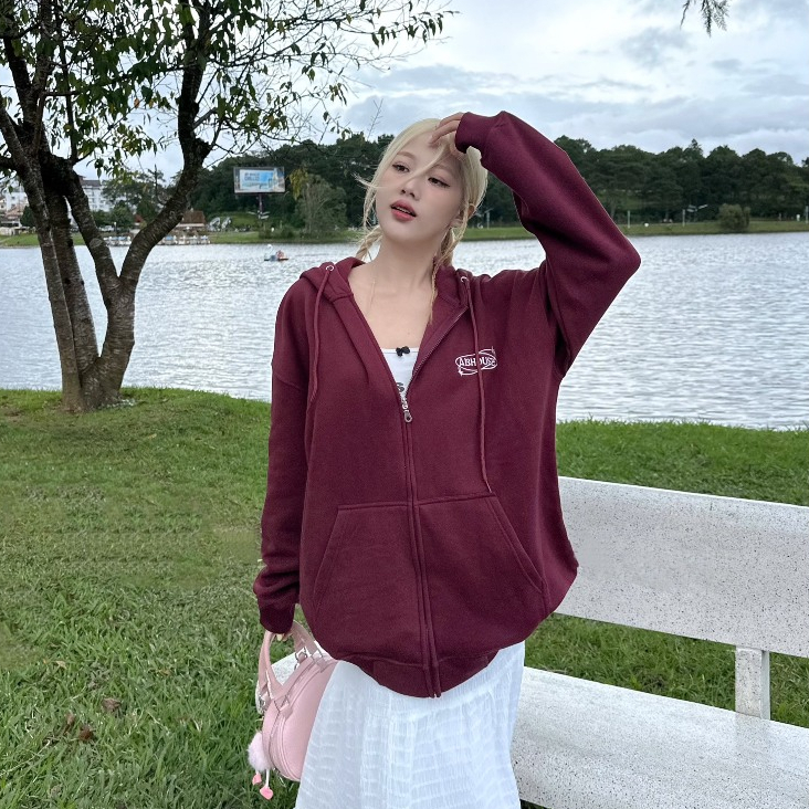 AB HOUSE - Áo Hoodie Zip Nỉ Bông Form Rộng AB1023 Nam Nữ Unisex