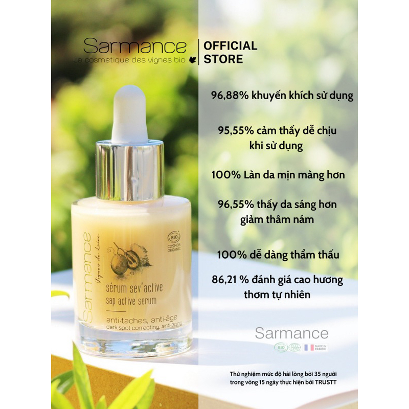Serum Sarmance Sev’Active chiết xuất mủ nho dưỡng trắng da