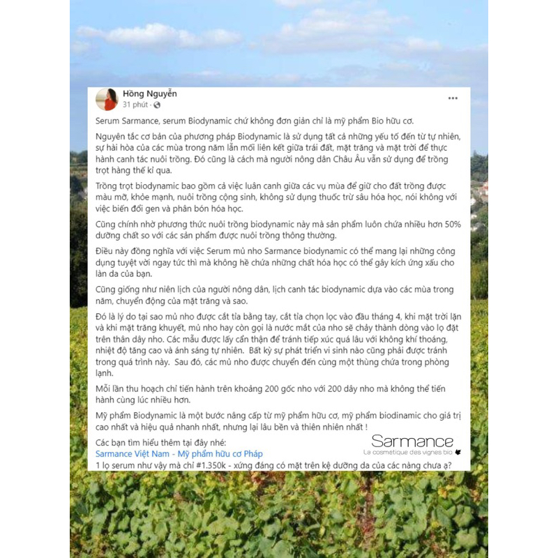 Serum Sarmance Sev’Active chiết xuất mủ nho dưỡng trắng da