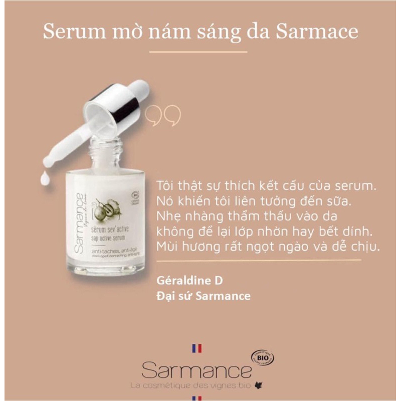 Serum Sarmance Sev’Active chiết xuất mủ nho dưỡng trắng da