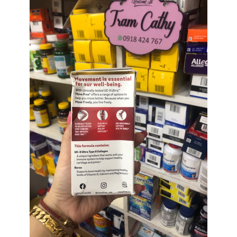Viên Uống Move Free Joint Health Ultra Type II Collagen + Boron + HA Hộp 75 Viên, 30 viên