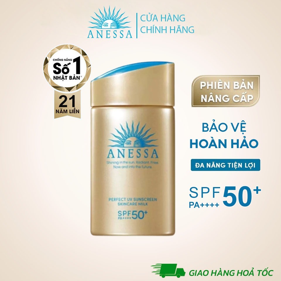 Sữa Chống Nắng Anessa Dưỡng Da Kiềm Dầu 60ml (Mẫu Mới 2022) Perfect UV Sunscreen Skincare Milk N SPF50+ PA++++