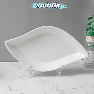 Đĩa lá sâu lòng sứ Minh Châu - Dĩa xoài trắng trơn hình cánh thuyền