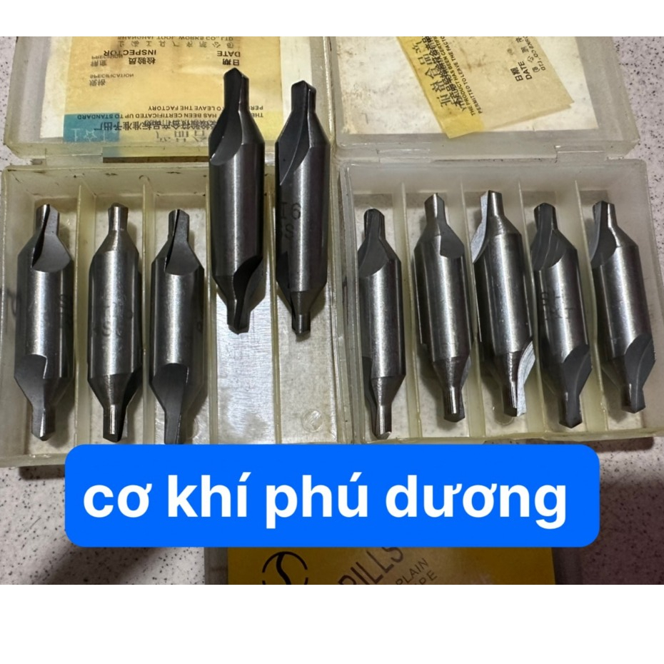 Mũi khoan định tâm , Mũi định tâm trên vật liệu đường kính từ 1.5mm - 6mm chất liệu thép gió hss