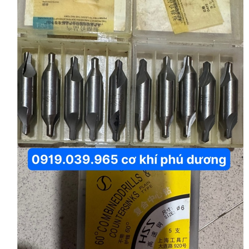 Mũi khoan định tâm , Mũi định tâm trên vật liệu đường kính từ 1.5mm - 6mm chất liệu thép gió hss