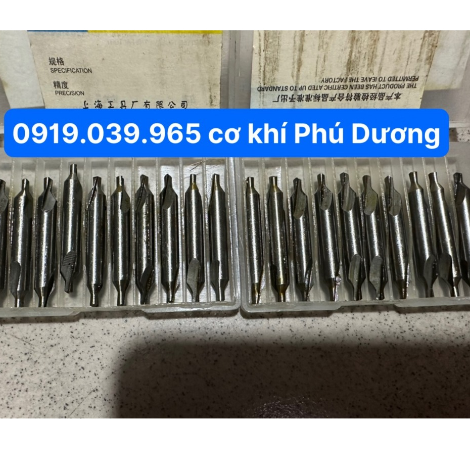 Mũi khoan định tâm , Mũi định tâm trên vật liệu đường kính từ 1.5mm - 6mm chất liệu thép gió hss