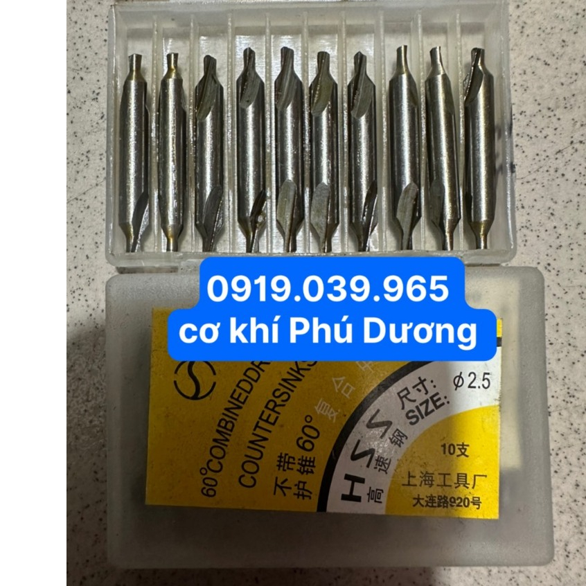 Mũi khoan định tâm , Mũi định tâm trên vật liệu đường kính từ 1.5mm - 6mm chất liệu thép gió hss