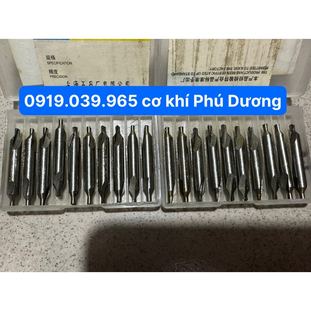 Mũi khoan định tâm , Mũi định tâm trên vật liệu đường kính từ 1.5mm - 6mm chất liệu thép gió hss