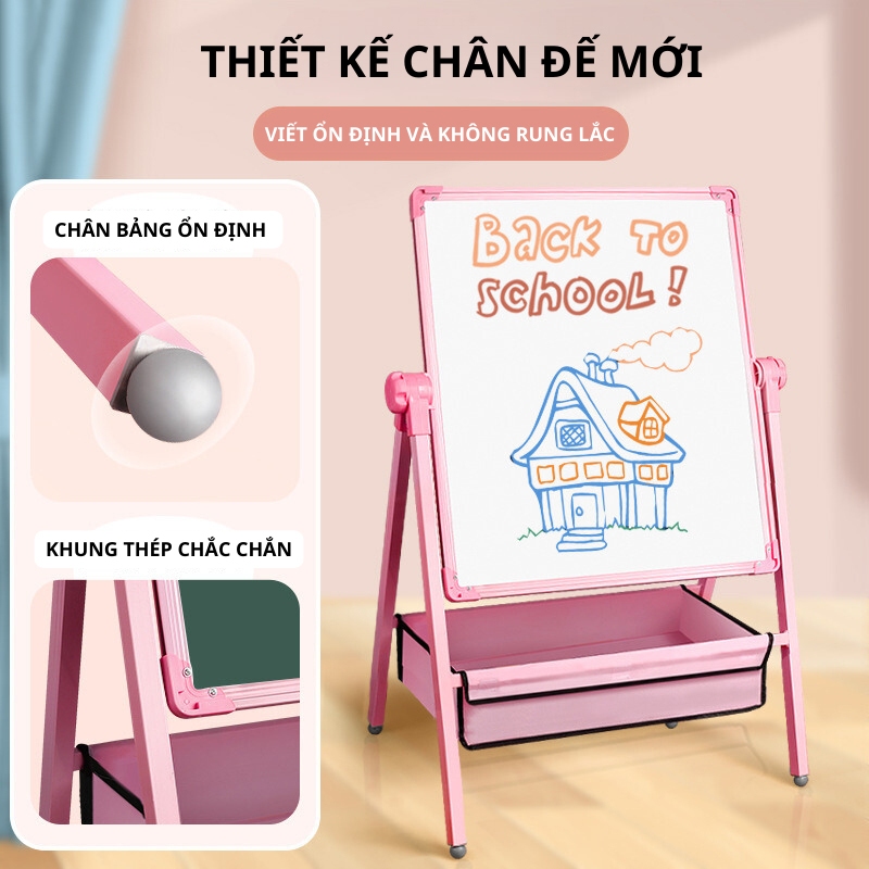Bảng vẽ trẻ em hai mặt có từ tính, viết xoá dễ dàng, không bám bụi cho bé