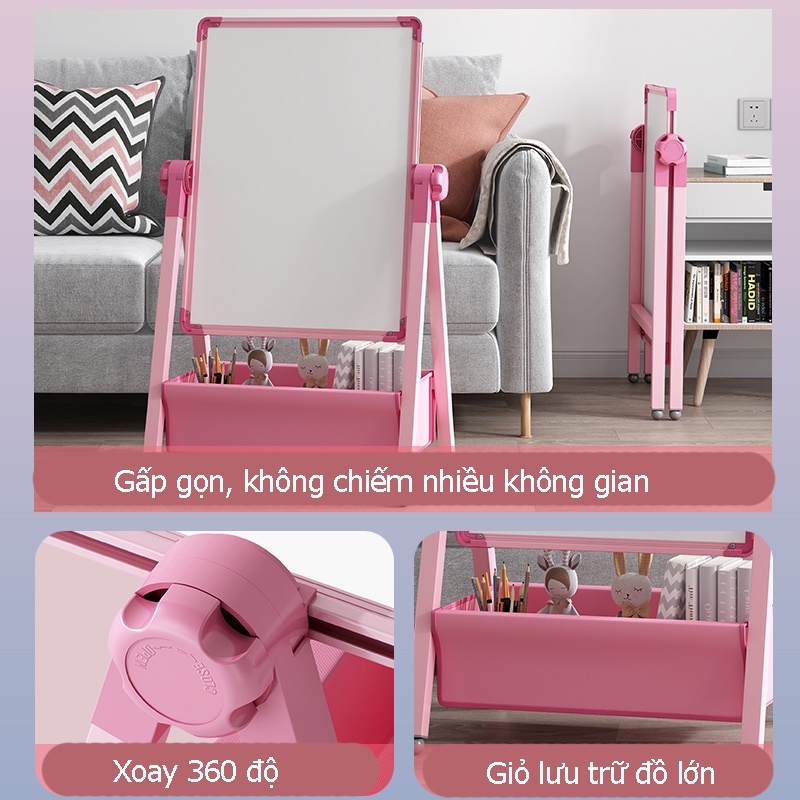 Bảng vẽ trẻ em hai mặt có từ tính, viết xoá dễ dàng, không bám bụi cho bé