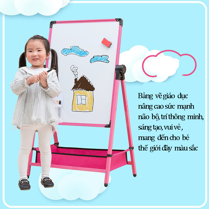 Bảng vẽ trẻ em hai mặt có từ tính, viết xoá dễ dàng, không bám bụi cho bé